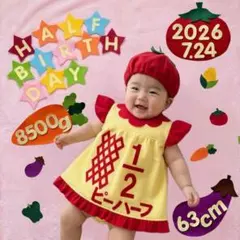 キューピーハーフバースデー　花衿ワンピース【袖あり】のサムネイル