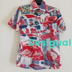 Desigual メンズ 半袖シャツ 総柄 赤 ブルーのサムネイル