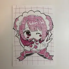 手描きイラスト　はがき　女の子　オリジナル　ロリータ　アナログ　可愛い　アート