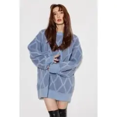 riendaダイヤチェックオーバーKnit TOP新品