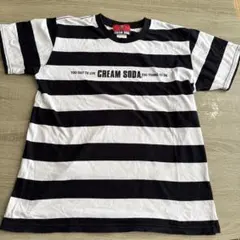 中古 クリームソーダ 白黒 ボーダーTシャツ Mサイズ