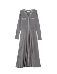 NATURAL BEAUTY BASIC バイカラープリーツニットワンピース