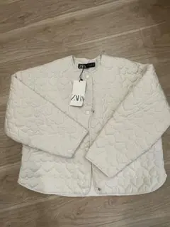 【新品タグ付き】ZARA ハートキルティングジャケット S ホワイト