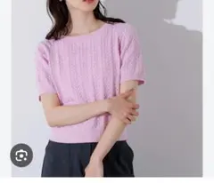 N.エヌドット半袖ニット パステルピンク Mサイズのサムネイル