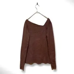 アズールバイマウジー　デザインニット セーター 長袖 アシンメトリーネック【S】