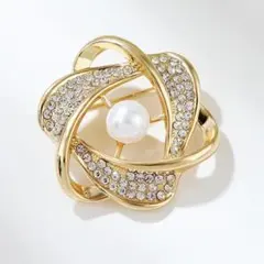 高級感♡　ゴールド　ブローチ　コサージュ　フォーマル　パール　ストーン