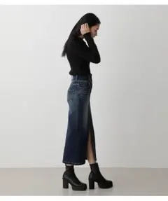 AZUL BY MOUSSY ハイウエストスリットデニムスカート