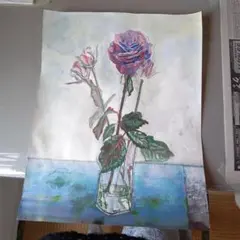 バラの水彩画 A4サイズ相当