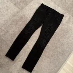 【美品】DSQUARED2 ダメージブラックデニム 46 Mサイズ