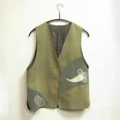 ベスト　古布　ハンドメイド　リメイク　筒描　打ち出の小槌　難ありのサムネイル