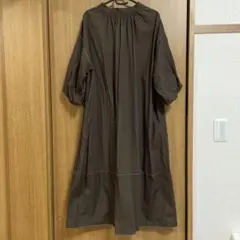 ブラウン 七分ワンピース　ロングワンピース　新品