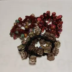 ヘアゴム3個セット ビーズブラウンレッド