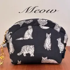 ▶︎W12 ハンドメイドポーチ リバティタナローン ミャオウ 猫 ねこ 小物入れ
