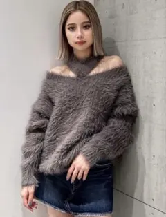 GYDA 2WAYシャギーチョーカーニットトップス