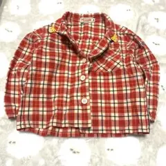 ミキハウス チェックシャツ 90サイズ 長袖 くま刺繍付き 男女兼用