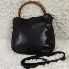 グッチ ショルダーバッグ ハンドバッグ レザー バンブー 2way ブラック
