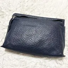 ⭐️美品⭐️ロエベ リピートアナグラム クラッチバッグ Tポーチ ネイビー レザー