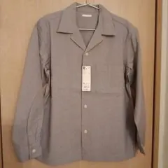 GU オープンカラーシャツ 長袖 グレイXS