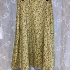 anatelier 40 フラワープリント フレアスカート イエロー