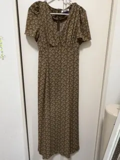snidel花柄 半袖ワンピース インナーキャミソール付属 ブラウン Sサイズ
