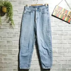 GRL デニム ジーンズ ヴィンテージ加工 無地 大人可愛い ゆったり コットン