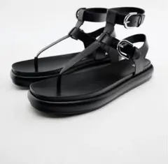 ZARA✳︎新品✳︎レザーフラットバックルサンダル