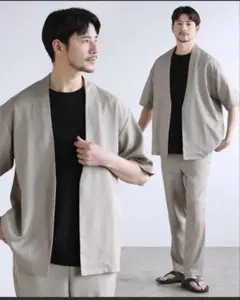 【上下2点】 接触冷感オープンカラー半袖シャツ &テーパードパンツセットアップ