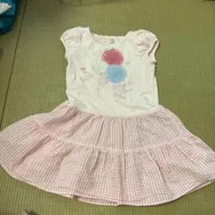 メゾピアノ　アイスクリーム刺繍 半袖ワンピース 110