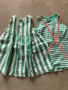 緑　ストライプ ワンピース