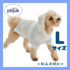 ジェラートピケ　スムーズィー2ボーダーdogパーカ　ブルーLサイズ