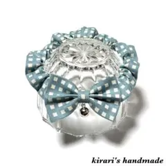 No.14 猫の首輪(ポップチェック・グレイッシュブルー)サイズ調整可能