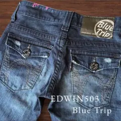 EDWIN W503 Blue Trip スキニーダメージ加工 美脚 人気モデル