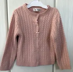 ピンク ケーブル編み カーディガン　120