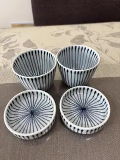 新品白山陶器 染付地紋そばちょこ薬味皿ペアセット人気十草格安のサムネイル