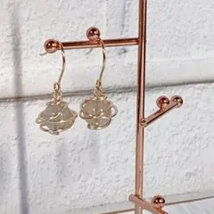 P-37天然石ルチルクォーツピアス　サージカルステンレスフック