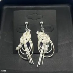 ハンドメイド【水引】イヤリング　あわじ結び