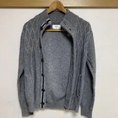 ikka グレー ダイヤモンド編み カーディガン M