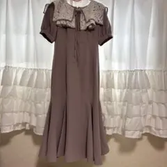 アンミール 襟レースワンピース ピンク