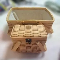 ナチュラルウッド バスケット 2個セット 美品 インテリア