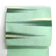 未着用　名古屋帯　綴れ織　松葉仕立て　金糸　ライトグリーン　着物　帯　036k