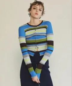 Maison Specialメゾンスペシャル カラフルストライプ長袖カーディガン