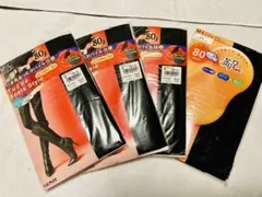 新品80デニールブラック タイツM-L 2種類 4足セット
