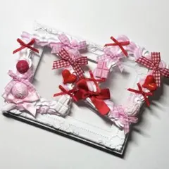 トレカケースデコホイップデコB8平成女児 量産 白ピンク 赤リボン 2個セット