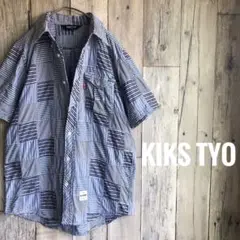 KIKS TYO キックス　パッチワーク　半袖　ボタンダウン　シャツ　ストライプ