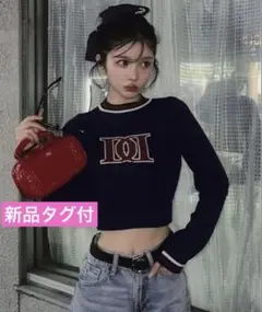 新品未開封 Darich レトロDDロゴニットトップス ネイビーのサムネイル