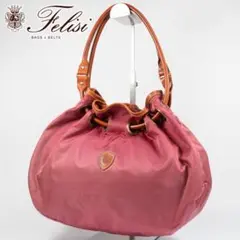 美品✨ フェリージ ハンドバッグ トートバッグ 10-55 ピンク系 巾着型のサムネイル