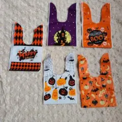 (122)☺️ハロウィンデザインプラスチックバッグ☺️5枚セット×5柄