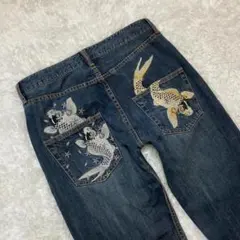激レア アンドゥー 岡山 和柄 鯉 刺繍 デニム パンツ ジーパン メンズ 82のサムネイル