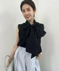 anuans シアールーバンブラウス　ブラック