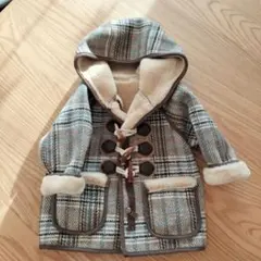 ベビー キッズ もこもこダッフルコート チェック柄 80cm